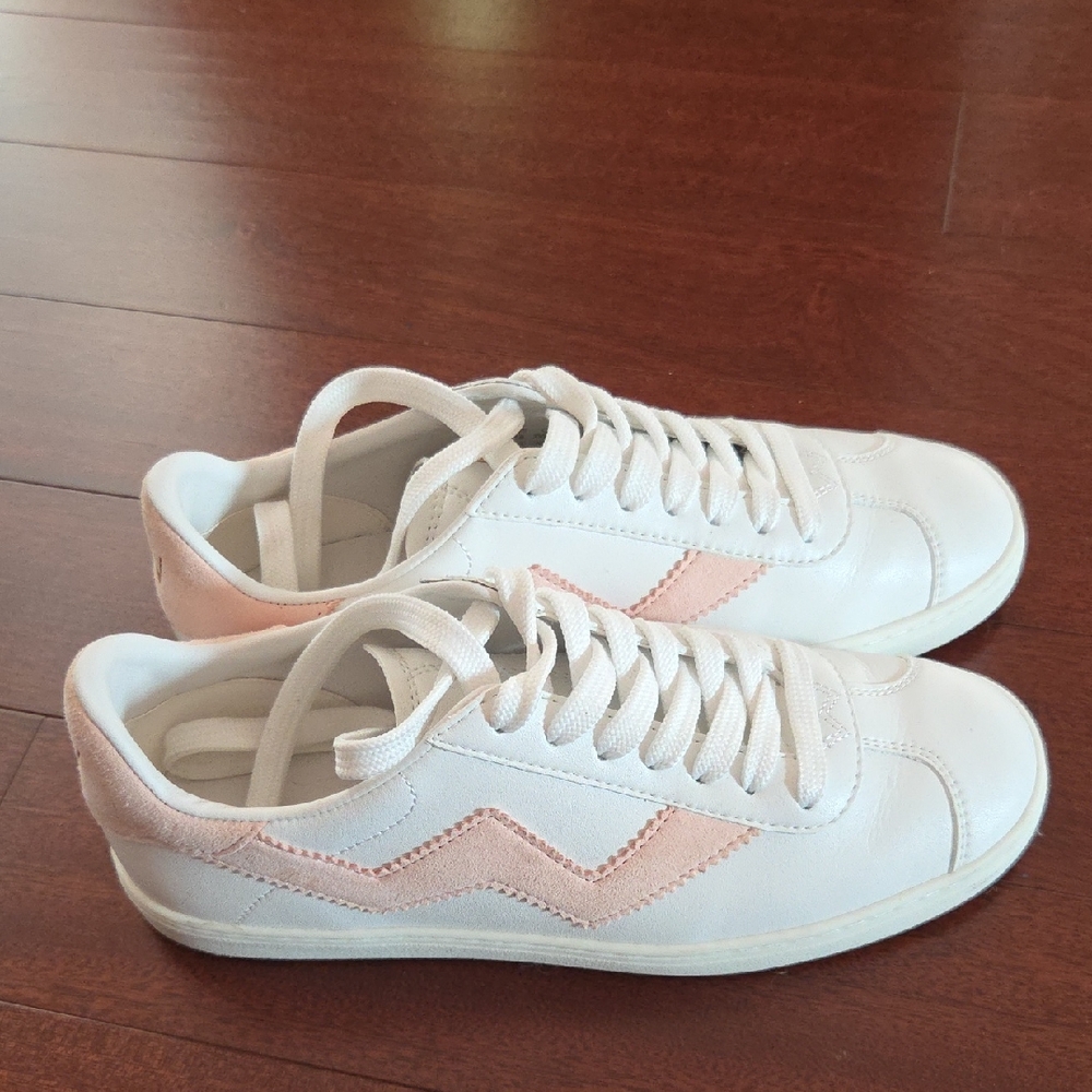 Stuart Weitzman White and Pink Sneakers
